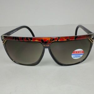 NWT True Vintage 90's Acetate Lady High Fashion Sunglasses (Black/C.Orange)